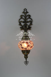 Turkish Mosaic  Wall Sconce, With Medium Globe - TurkishLights.NET