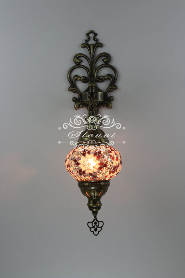 Turkish Mosaic  Wall Sconce, With Medium Globe - TurkishLights.NET