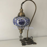 SWAN NECK MOSAIC TABLE LAMP, LARGE GLOBE, SPECIAL EDITION - TurkishLights.NET