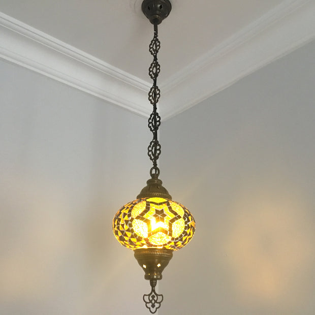 Turkish Handmade Mosaic  Hanging Lamp - Large Globe - TurkishLights.NET