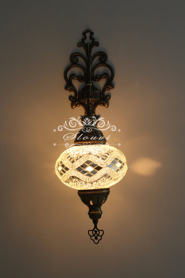 Turkish Mosaic  Wall Sconce, With Large Globe - TurkishLights.NET