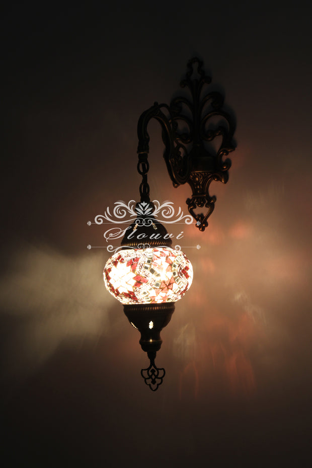 Turkish Mosaic  Wall Sconce, With Medium Globe - TurkishLights.NET