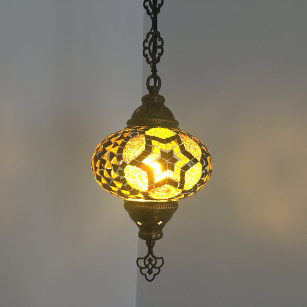 Turkish Handmade Mosaic  Hanging Lamp - Large Globe - TurkishLights.NET