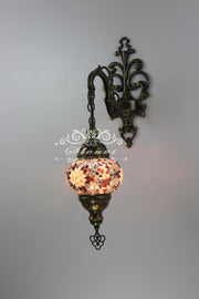 Turkish Mosaic  Wall Sconce, With Medium Globe - TurkishLights.NET