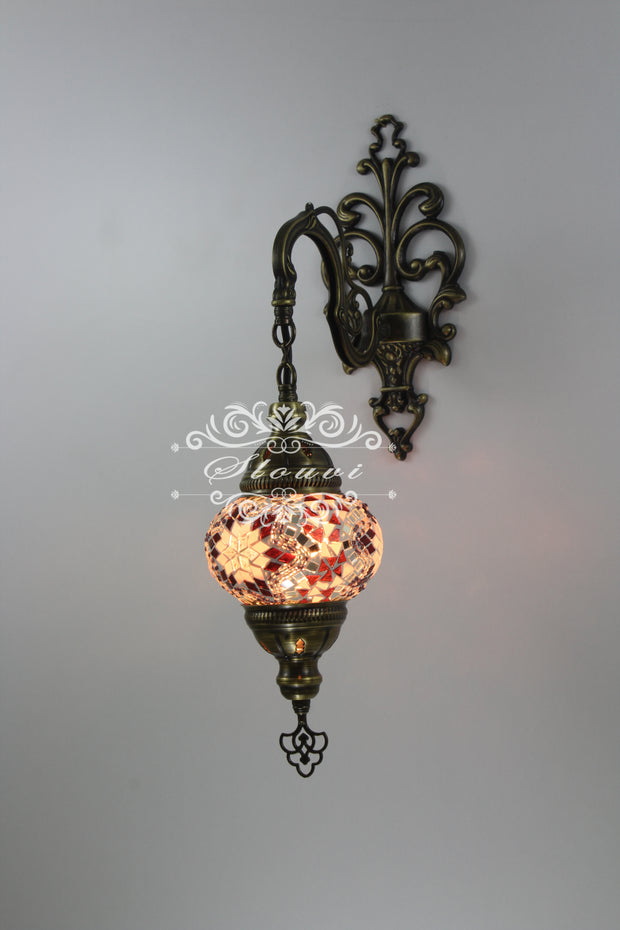 Turkish Mosaic  Wall Sconce, With Medium Globe - TurkishLights.NET