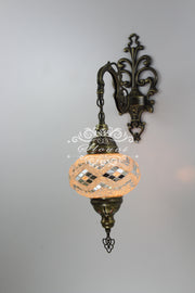 Turkish Mosaic  Wall Sconce, With Large Globe - TurkishLights.NET