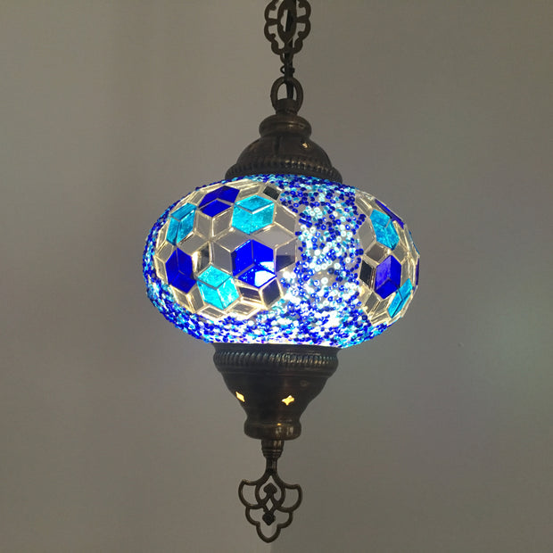 Turkish Handmade Mosaic  Hanging Lamp - Large Globe - TurkishLights.NET