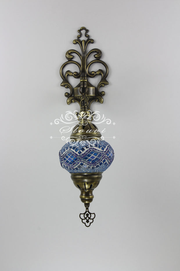 Turkish Mosaic  Wall Sconce, With Medium Globe - TurkishLights.NET