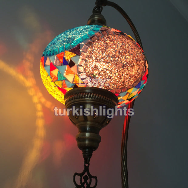 SWAN NECK MOSAIC TABLE LAMP, LARGE GLOBE - TurkishLights.NET