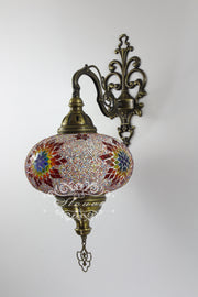 Turkish Mosaic  Wall Sconce, With Extra Large Globes - TurkishLights.NET