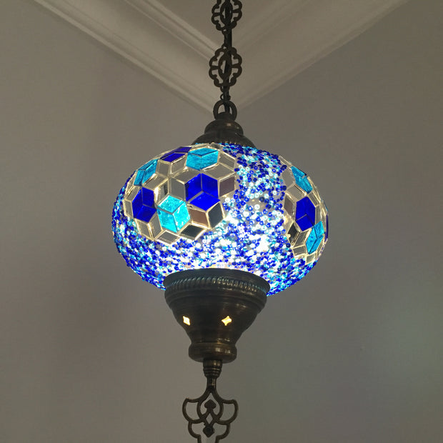 Turkish Handmade Mosaic  Hanging Lamp - Large Globe - TurkishLights.NET