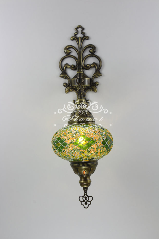 Turkish Mosaic  Wall Sconce, With Large Globe - TurkishLights.NET