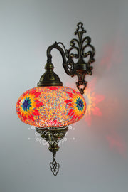 Turkish Mosaic  Wall Sconce, With Extra Large Globes - TurkishLights.NET