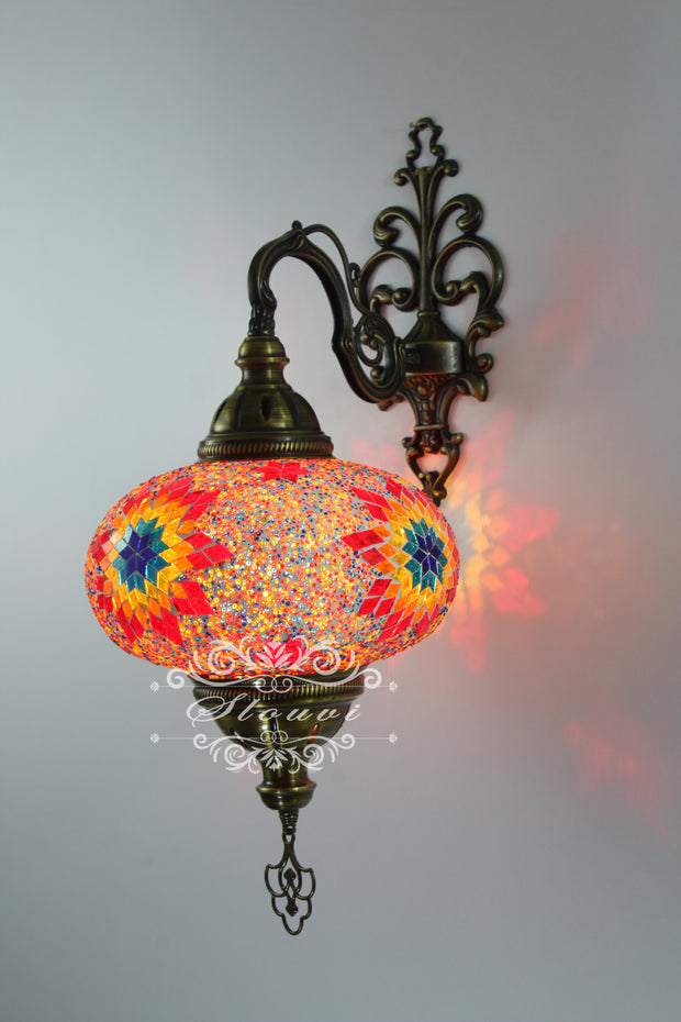 Turkish Mosaic  Wall Sconce, With Extra Large Globes - TurkishLights.NET