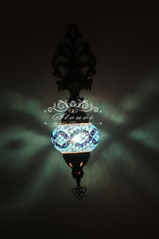 Turkish Mosaic  Wall Sconce, With Medium Globe - TurkishLights.NET