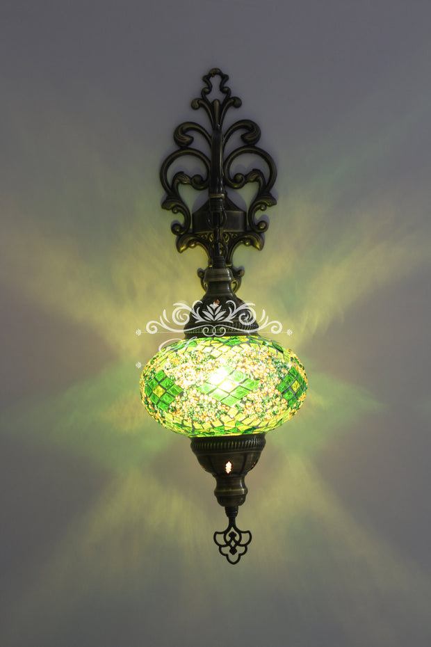 Turkish Mosaic  Wall Sconce, With Large Globe - TurkishLights.NET