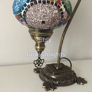 SWAN NECK MOSAIC TABLE LAMP, LARGE GLOBE - TurkishLights.NET