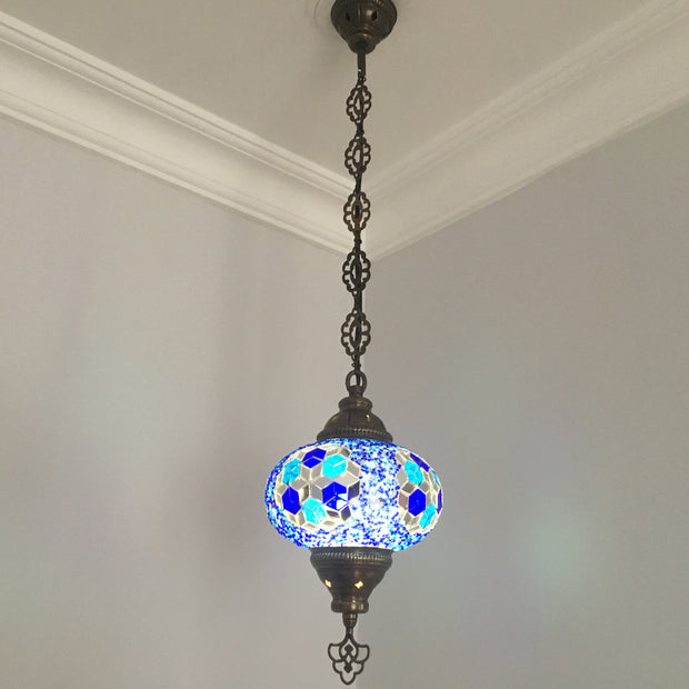 Turkish Handmade Mosaic  Hanging Lamp - Large Globe - TurkishLights.NET