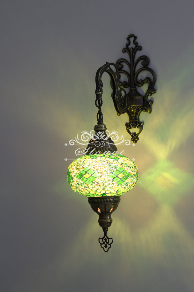 Turkish Mosaic  Wall Sconce, With Large Globe - TurkishLights.NET