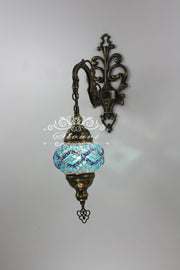 Turkish Mosaic  Wall Sconce, With Medium Globe - TurkishLights.NET