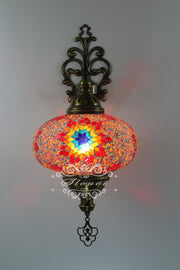 Turkish Mosaic  Wall Sconce, With Extra Large Globes - TurkishLights.NET