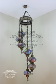 7 - BALL TURKISH MOSAIC CHANDELIER, LARGE GLOBES - TurkishLights.NET