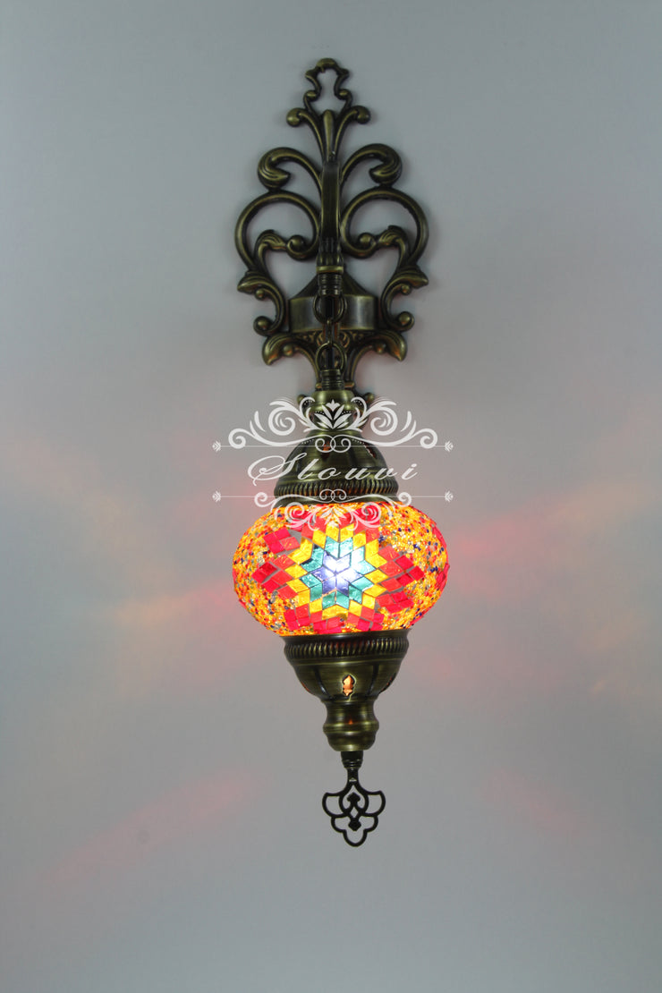 Turkish Mosaic  Wall Sconce, With Medium Globe - TurkishLights.NET