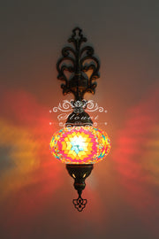 Turkish Mosaic  Wall Sconce, With Large Globe - TurkishLights.NET