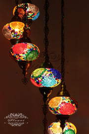 7 - BALL TURKISH MOSAIC CHANDELIER, LARGE GLOBES - TurkishLights.NET