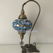 SWAN NECK MOSAIC TABLE LAMP, LARGE GLOBE, SPECIAL EDITION - TurkishLights.NET