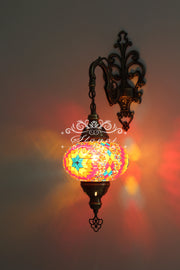 Turkish Mosaic  Wall Sconce, With Large Globe - TurkishLights.NET