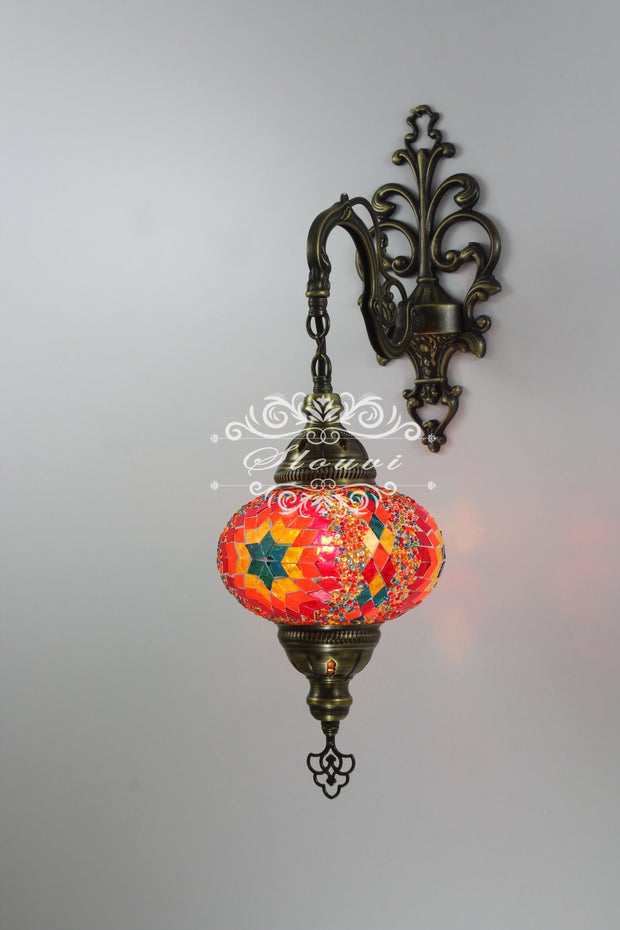 Turkish Mosaic  Wall Sconce, With Large Globe - TurkishLights.NET