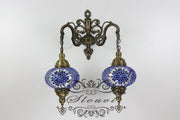 Turkish Mosaic Double Wall Sconce, With Large Globes - TurkishLights.NET