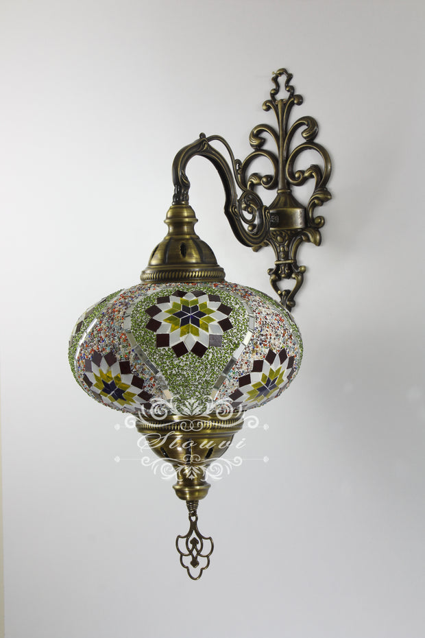 Turkish Mosaic Wall Sconce, With Extra Large Globes - TurkishLights.NET