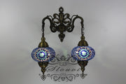 Turkish Mosaic Double Wall Sconce, With Large Globes - TurkishLights.NET