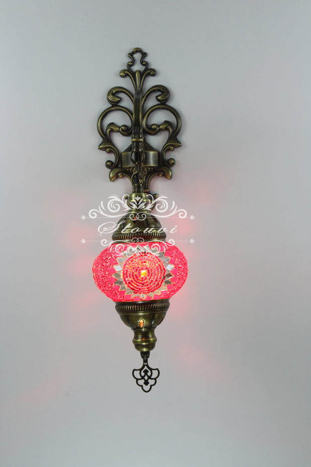 Turkish Mosaic Double Wall Sconce, With Medium Globes - TurkishLights.NET