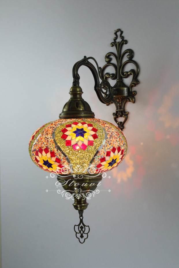 Turkish Mosaic Wall Sconce, With Extra Large Globes - TurkishLights.NET