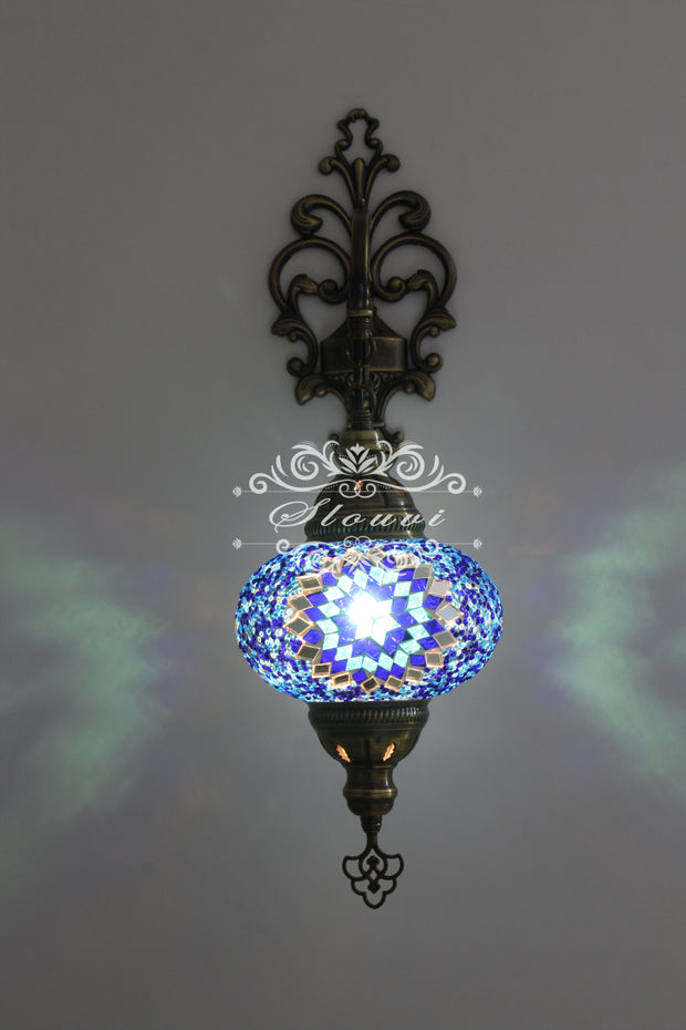 Turkish Mosaic  Wall Sconce, With Large Globes - TurkishLights.NET