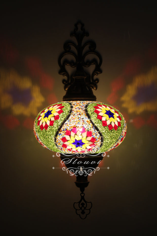 Turkish Mosaic Wall Sconce, With Extra Large Globes - TurkishLights.NET