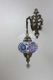 Turkish Mosaic  Wall Sconce, With Large Globes - TurkishLights.NET