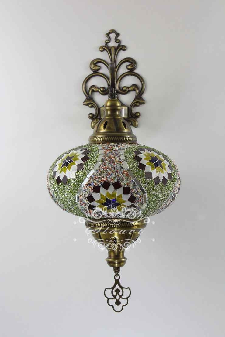 Turkish Mosaic Wall Sconce, With Extra Large Globes - TurkishLights.NET