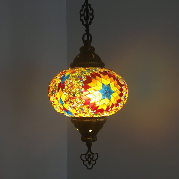 Turkish Handmade Mosaic  Hanging Lamp - Large Globe - TurkishLights.NET