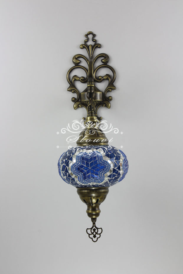 Turkish Mosaic  Wall Sconce, With Large Globe - TurkishLights.NET