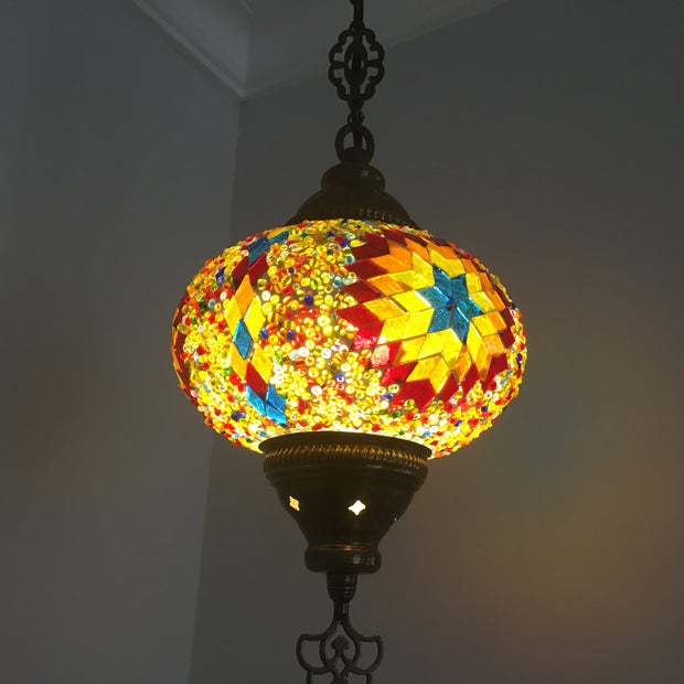 Turkish Handmade Mosaic  Hanging Lamp - Large Globe - TurkishLights.NET