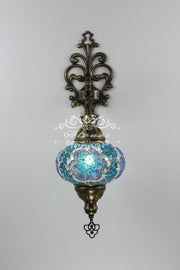 Turkish Mosaic  Wall Sconce, With Large Globe - TurkishLights.NET