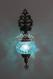 Turkish Mosaic  Wall Sconce, With Large Globe - TurkishLights.NET