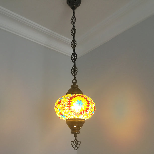 Turkish Handmade Mosaic  Hanging Lamp - Large Globe - TurkishLights.NET