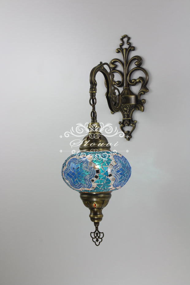 Turkish Mosaic  Wall Sconce, With Large Globe - TurkishLights.NET