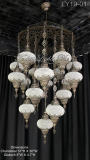 19-BALL TURKISH SULTAN MOSAIC CHANDELIER, LARGE GLOBES ID: LY19-01