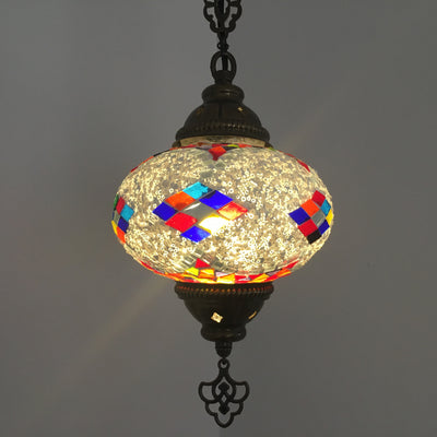 Turkish Handmade Mosaic  Hanging Lamp - Large Globe - TurkishLights.NET